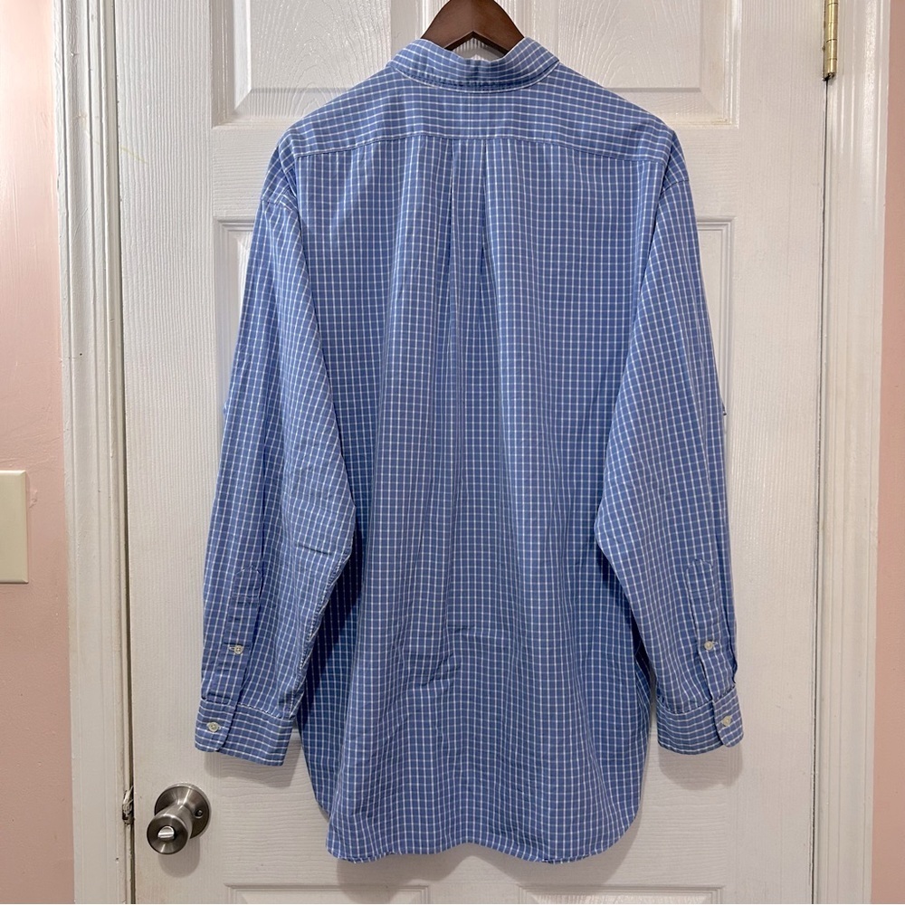 POLO Ralph Lauren Button Down Shirt Men's Blake Blue White Gingham Check Size XL - Picture 2 of 7